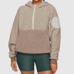 Outdoor Voices MegaFleece 1/2 Zip Hoodie - Oatmeal/Amber, S